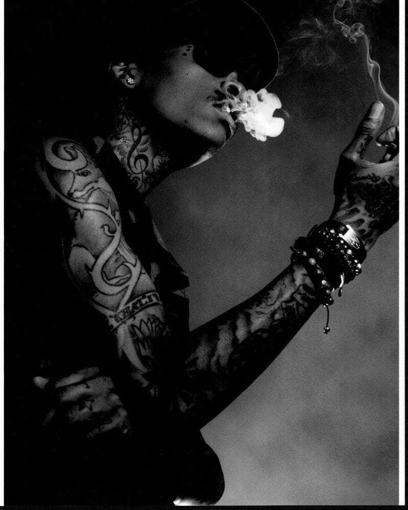 Wiz Khalifa Smoking Black and White Photo Print - 8x10