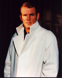 Nick Nolte photo print in white coat with popped collar