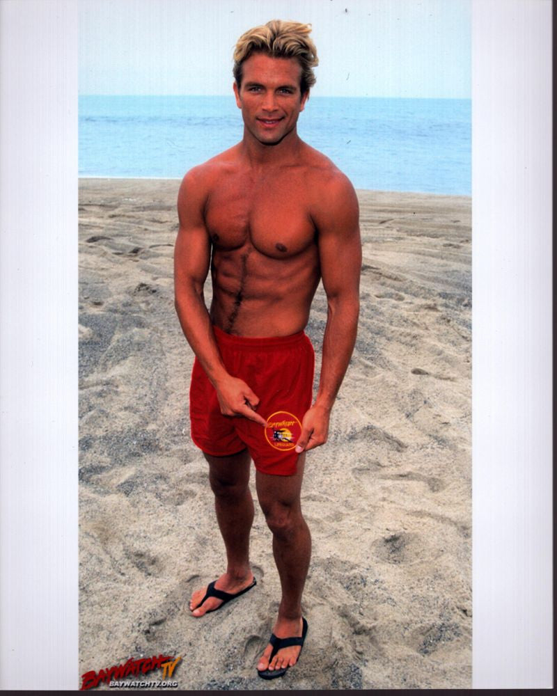 David Chokachi Baywatch Photo Print - Beach in Red Shorts
