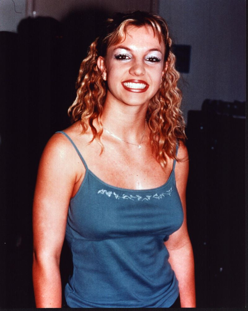 Britney Spears Smiling in Blue Tank Top Photo Print - 8x10