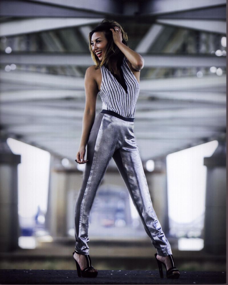 Jeannie Mai Jenkins photo print in silver outfit showing style and elegance.