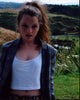 Stefania Lavie Owen in white tank top and blazer photo print.