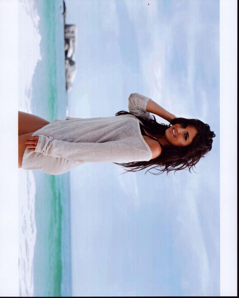 Rachele Brooke Smith wearing a sweater by the ocean - Photo Print
