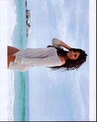 Rachele Brooke Smith wearing a sweater by the ocean - Photo Print