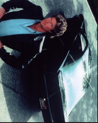 David Hasselhoff posed with KITT car from Knight Rider photo print