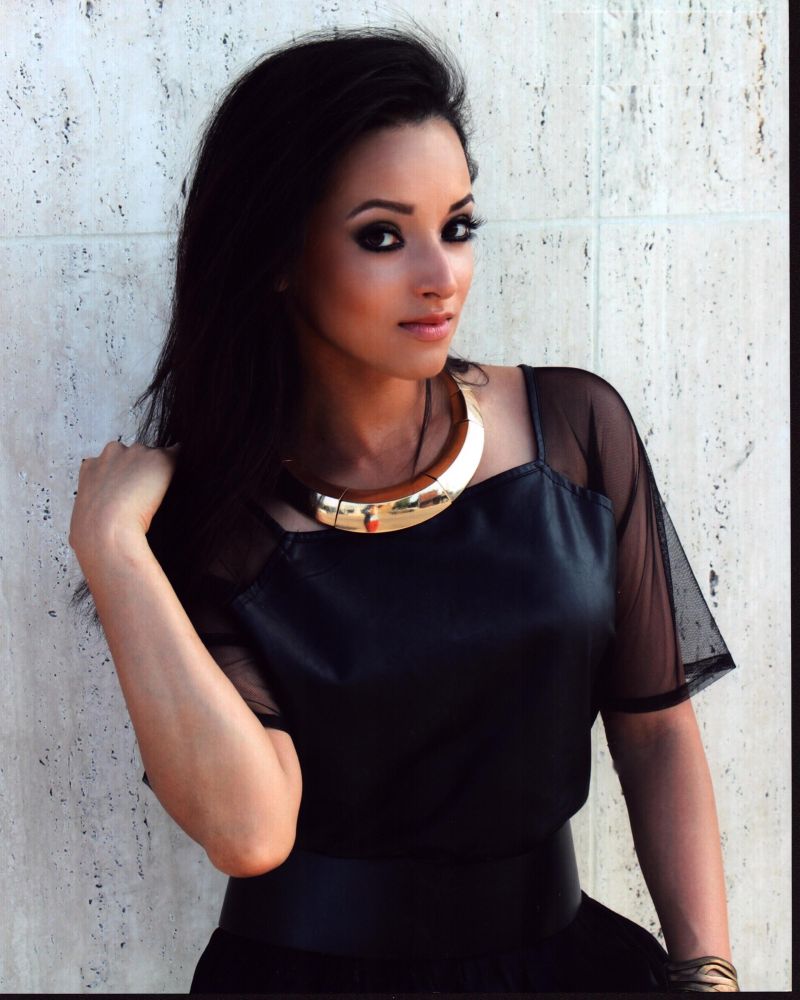 Danielle Vega in Black Leather and Sheer Dress Photo Print