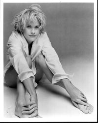 Meg Ryan Black and White Photo Print - Sitting on Floor
