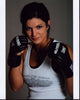 Gina Carano boxing photo print in white tank top and gloves.