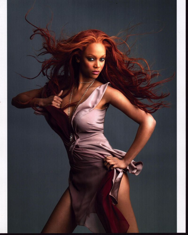 Tyra Banks Photo Print in Purple Scarf Dress – Perfect for Home or Office