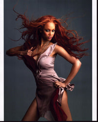 Tyra Banks Photo Print in Purple Scarf Dress – Perfect for Home or Office
