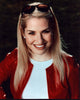 Leslie Grossman photo print in red leather jacket and sunglasses