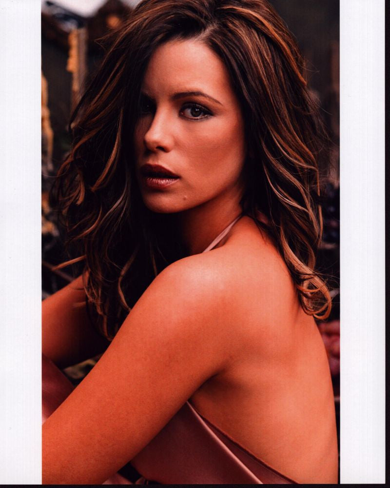 Kate Beckinsale Stunning Photo Print in Tan Backless Top