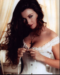 Jane Seymour Corset Top with Cross Necklace Photo Print