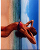 Sara Sampaio Beach Photo Print in Purple and Pink Bikini