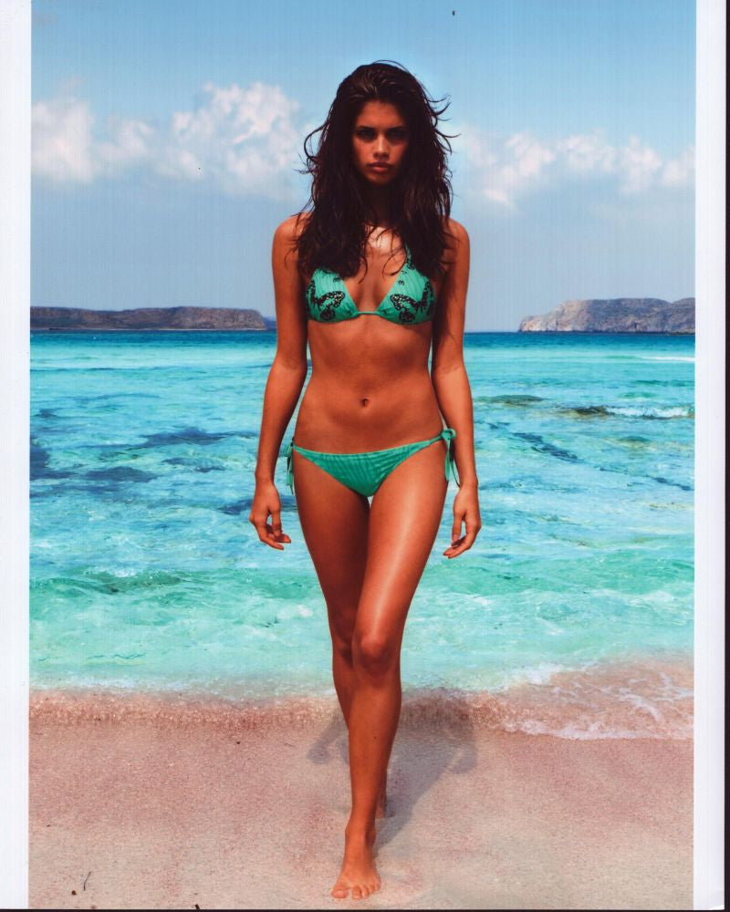 Sara Sampaio Beach Photo Print in Green Butterfly Bikini