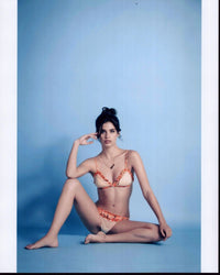 Sara Sampaio Sitting on Floor in Orange Bikini Photo Print
