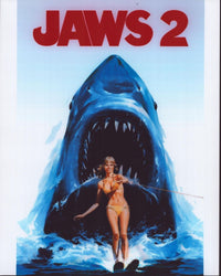 Jaws 2 Movie Poster Featuring Shark and Water Skier