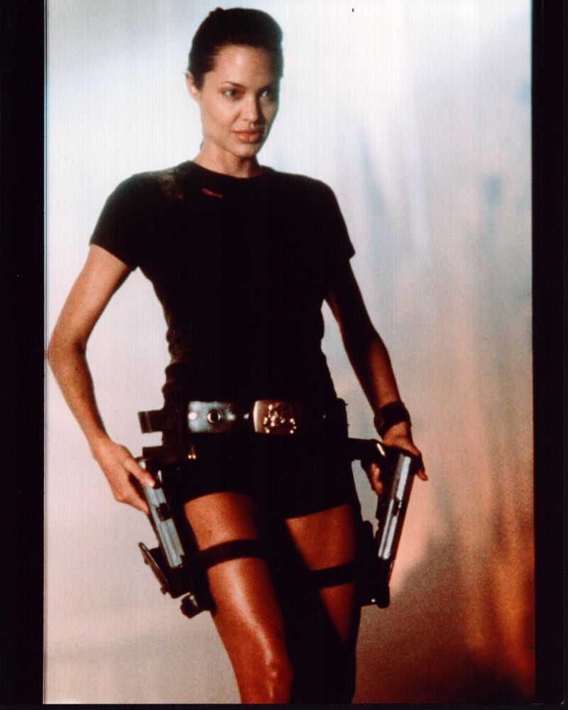 Angelina Jolie On Set of Lara Croft: Tomb Raider Photo Print