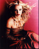 Britney Spears Captivating Photo Print in Brown and Sheer Dress