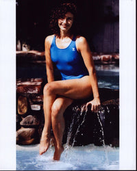 Mary Steenburgen Poolside Photo Print in Blue Swimsuit