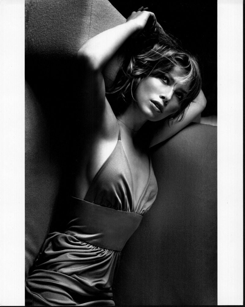 Jessica Biel Black and White Photo Print - Laying On Couch