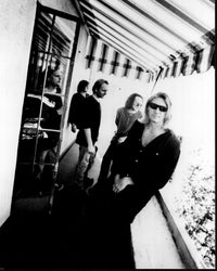 Def Leppard Group Black and White Photo Print under Awning