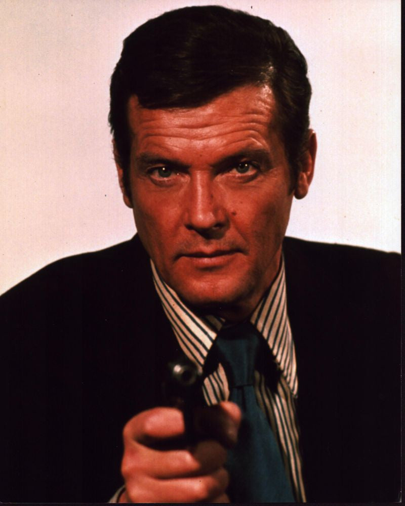 Roger Moore Striped Shirt Gun Photo Print - Classic Movie Art