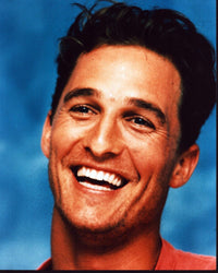 Matthew McConaughey Close-Up Laughing Photo Print - Blue Background