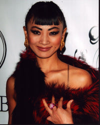 Bai Ling In Red Fur Wrap Photo Print