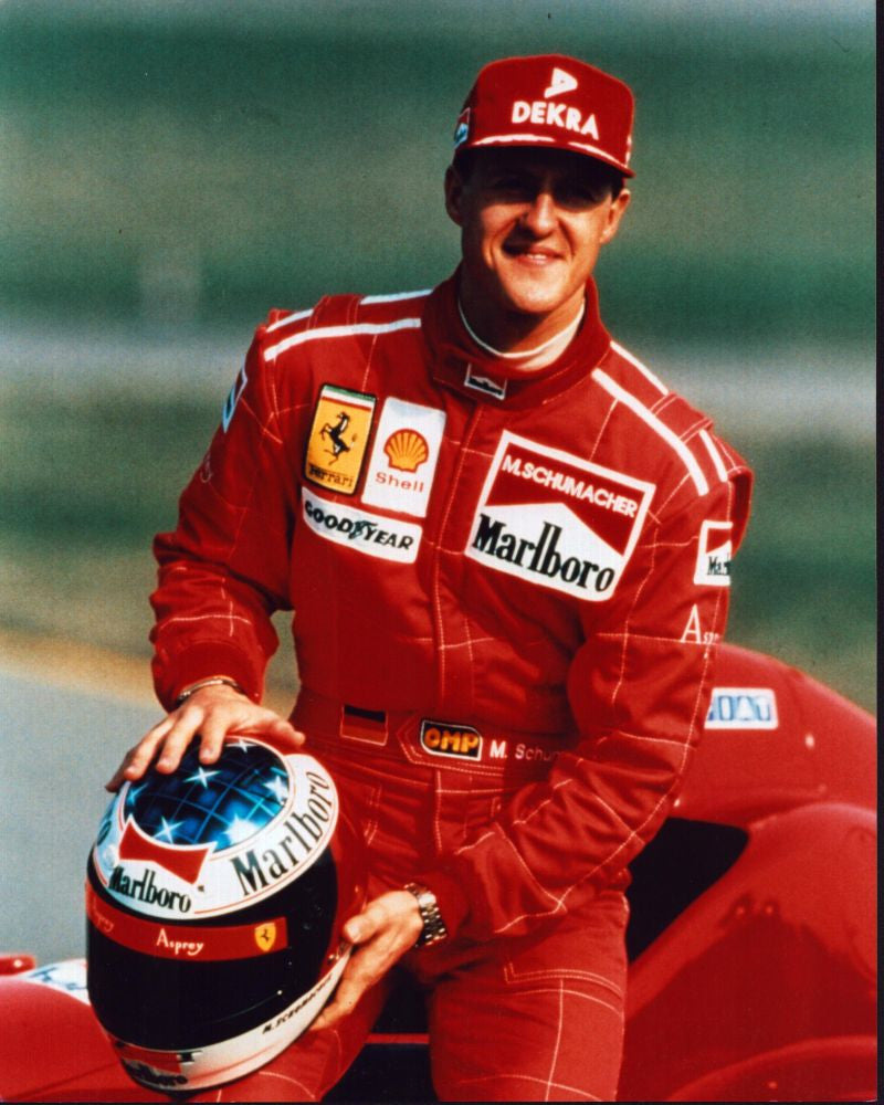 Michael Schumacher Photo Print in Red Marlboro Racing Uniform