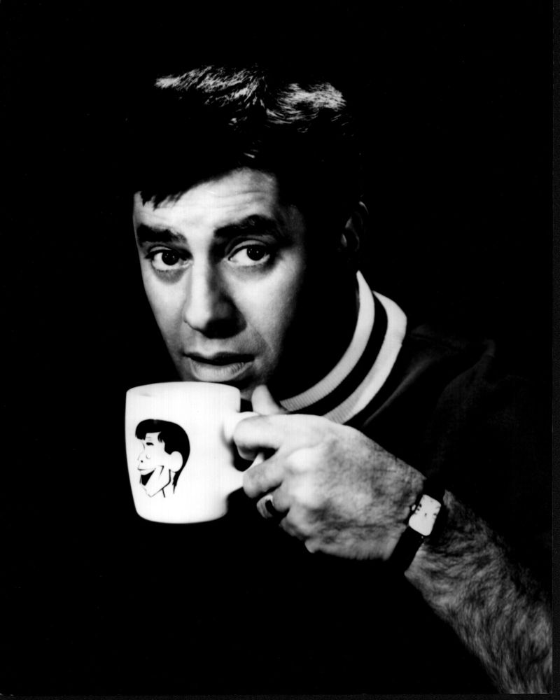 Jerry Lewis drinking coffee black and white photo print