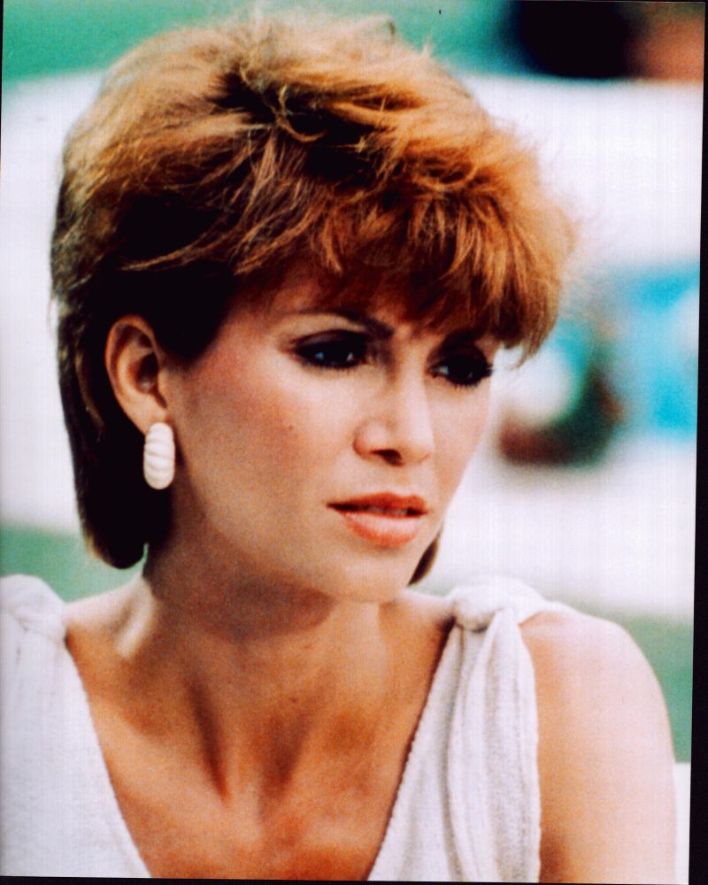 Victoria Principal photo print in sleeveless top from Dallas series.