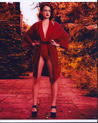 Sophie Mcshera in red swimsuit and sweater photo print.
