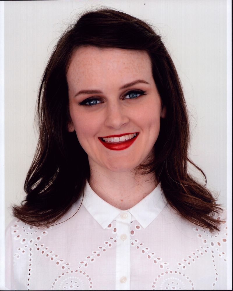 Sophie Mcshera headshot photo print in white top