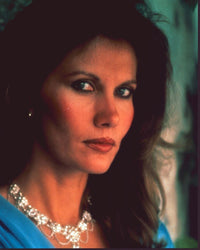 Maud Adams close-up photo print in blue dress and diamond necklace from Octopussy.