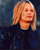 Meg Ryan photo print in a black leather jacket, classic cinema art.