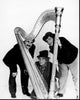 Marx Brothers Behind Harp Black and White Photo Print