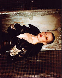 Sigourney Weaver photo print in leather and spikes, 8x10.