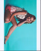 Bridgit Mendler photo print in white lace top, capturing elegance.