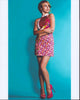 Bridgit Mendler in Pink Floral Skirt Photo Print on Blue Background
