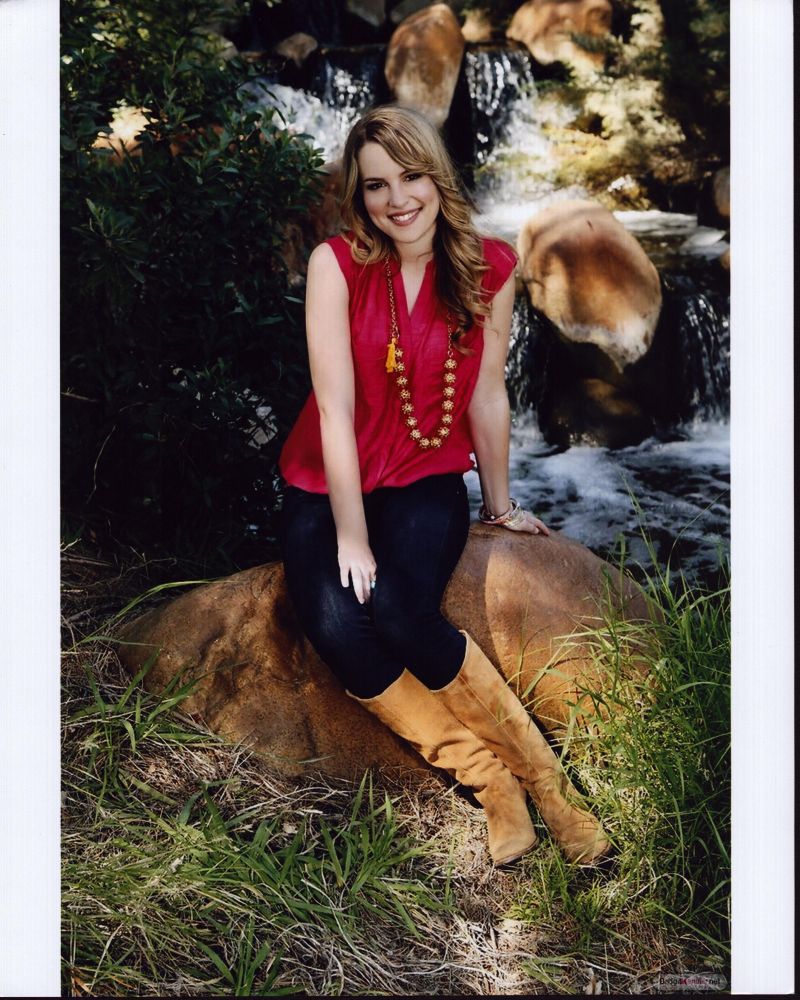 Bridgit Mendler Sitting on Rock Next to River Photo Print