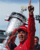 Helio Castroneves Celebrating with Trophy Photo Print