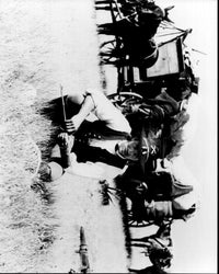 Kevin Costner Crouched in Field from Dances With Wolves - Black and White Photo Print