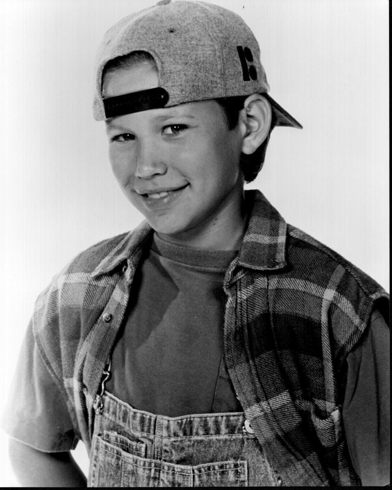 Jonathan Taylor Thomas Black and White Photo Print in Overalls and Flannel