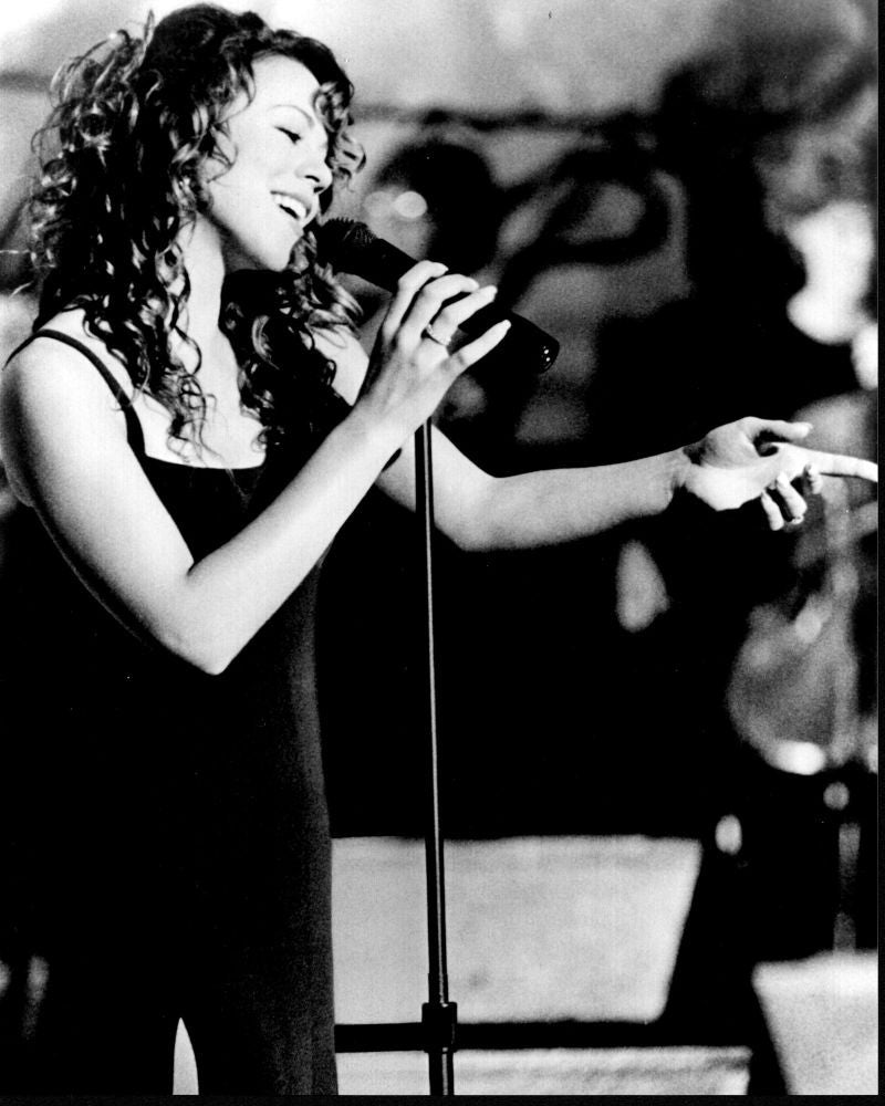 Mariah Carey Black and White Photo Print - Singing On Stage