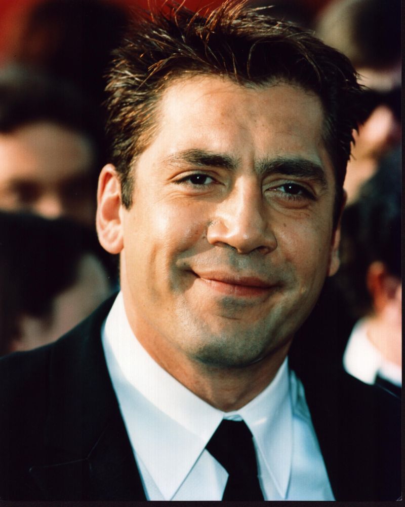 Close-up photo print of Javier Bardem in a suit and tie.