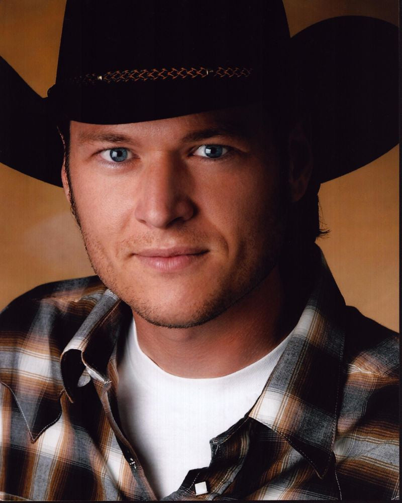 Blake Shelton Close-Up Photo Print in Plaid and Cowboy Hat