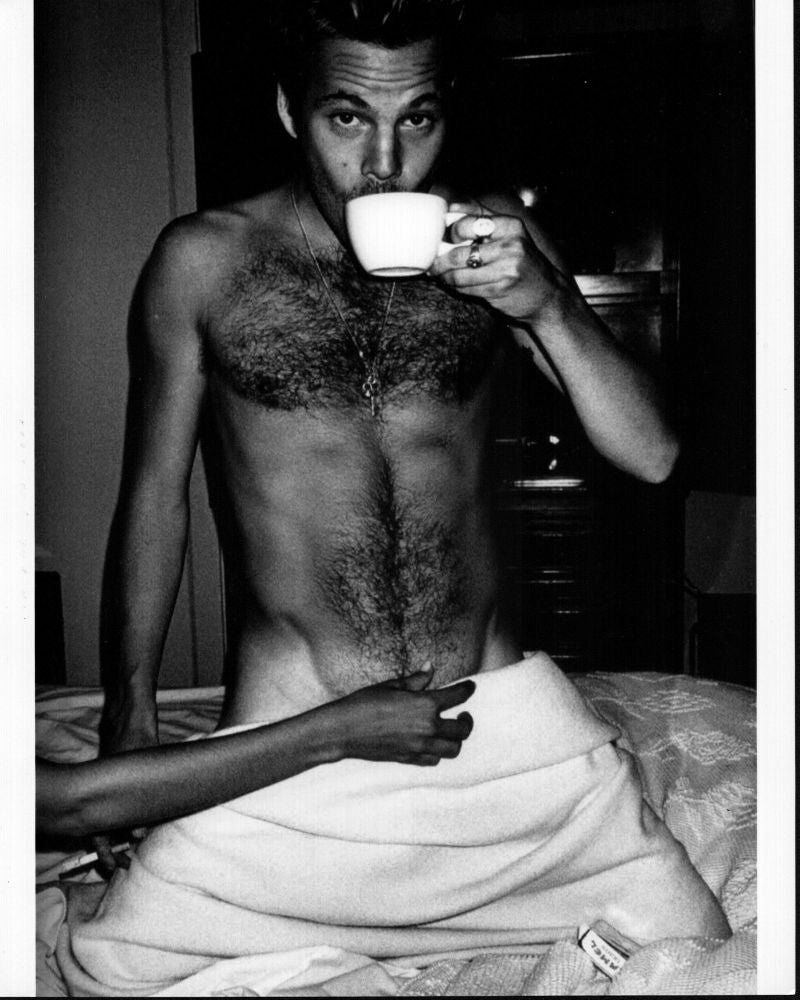 Stephen Dorff Black and White Photo Print - Drinking Coffee in Towel