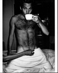 Stephen Dorff Black and White Photo Print - Drinking Coffee in Towel