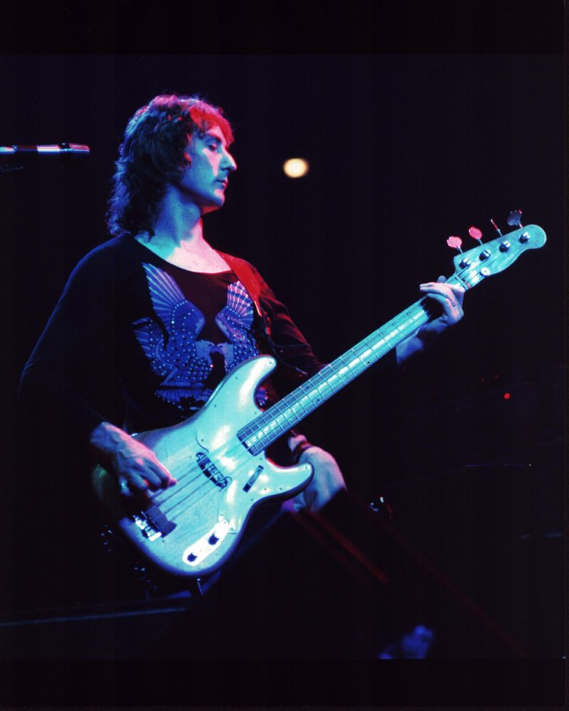 Denny Laine Playing Guitar in Blue Light Photo Print